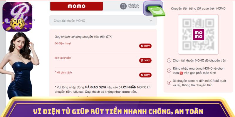 Ví điện tử giúp rút tiền nhanh chóng, an toàn